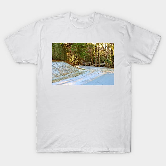 Snow-Covered Road T-Shirt by Cynthia48